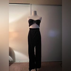 Nasty Gal Black multi color glitter 2 piece set Sz S